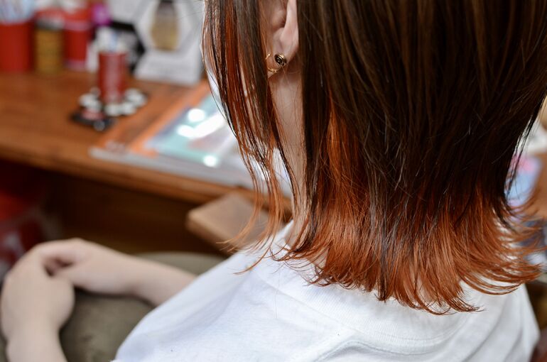 三島美容院 三島美容室 三島ヘアサロン オシャレ オレンジカラー インナーカラー タイガーリリー